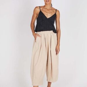 Women's Beige Wide-Leg Pants